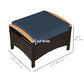 Outsunny 2 Pieces Wicker Outdoor Ottoman with Removable Cushion, Rattan Outdoor Footstool, Footrest and Side Table, Blue | The Comfy Couch Canada