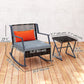 Outsunny 3 Pieces Rocking Bistro Set, Wicker Patio Furniture Set with Cushions and Glass Table for Porch, Balcony, Grey | The Comfy Couch Canada