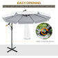 Outsunny 11FT White Offset Patio Umbrella Cantilever Easy Tilt Cross Base 8 Ribs Sun Shade for Garden | The Comfy Couch Canada
