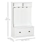 HOMCOM 3-in-1 Entryway Elegance: Modern Hall Tree Coat Rack with Shoe Storage Bench and Hooks for Bedroom, White Finish | The Comfy Couch Canada
