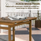 Outsunny 5 Pieces Wood Patio Dining Set, Wheeled Patio Table and Folding Chairs with Cushions for Garden Backyard Poolside, Teak | The Comfy Couch Canada