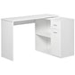 HOMCOM L Shaped Desk Corner Computer Table with Storage Cabinet Shelf Study Writing Home Office White.