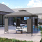 Outsunny 10 x 10 FT Canopy Gazebo, Double Roof Patio Gazebo with Screen Panels and Metal Frame for Deck, Backyard, Khaki | The Comfy Couch Canada