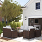 Outsunny 6 Piece Patio Furniture Set, Rattan Wicker Patio Sofa Set Sectional Outdoor Conversation Sofa Set Storage Table & Cushions, Cream White | The Comfy Couch Canada