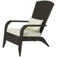 Outsunny Patio Wicker Adirondack Chair, Outdoor Rattan Muskoka Chair with Cushions for Patio, Garden, Backyard Khaki | The Comfy Couch Canada