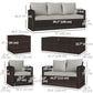 Outsunny 6 Piece Patio Furniture Set, Rattan Wicker Patio Sofa Set Sectional Outdoor Conversation Sofa Set Storage Table & Cushions, Cream White | The Comfy Couch Canada