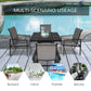 Outsunny 5pc Patio Dining Set, Metal Slat Finish, 1.75" Umbrella Hole, Outdoor Furniture for Backyard - Grey | The Comfy Couch Canada