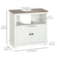kleankin Farmhouse Pedestal Sink Bathroom Cabinet Storage Double Doors Shelves White.