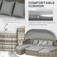 Outsunny 4PC Patio Furniture Set PE Wicker Round Daybed Outdoor Rattan Lounge Light Grey | The Comfy Couch Canada