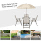 Outsunny 6PC Patio Dining Set Outdoor Furniture with Umbrella Round Table 4 Folding Chairs Cream-white | The Comfy Couch Canada