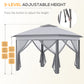Outsunny Pop Up Gazebo 11x11 with Double Roof, Zippered Mesh Sidewalls, Adjustable Height & Carry Bag - Perfect for Outdoor Events | The Comfy Couch Canada