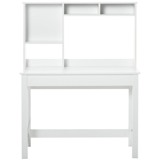 HOMCOM Computer Desk with Hutch, Home Office Study Table with Storage for Writing, Work, Workstation, White.
