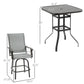 Outsunny Patio Furniture Set 5 Pieces Grey Outdoor Garden with Tempered Glass Table 4 Swivel Chairs Conversation Set.