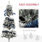 HOMCOM 6ft Prelit Artificial Christmas Tree with Blue Ornaments, Flocked Christmas Tree with LED Lights for Home Office | The Comfy Couch Canada