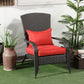 Outsunny Patio Wicker Adirondack Chair PE Rattan Outdoor Muskoka Fire Pit with Cushions for Garden Backyard Red | The Comfy Couch Canada