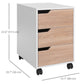 HOMCOM Mobile File Cabinet 3 Drawers Vertical Filing Organizer Wheels Office Storage Oak Furniture | The Comfy Couch Canada