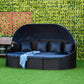 Outsunny 4 Pieces Rattan Daybed Patio Wicker Outdoor Garden Lounge Sofa Sets Sectional Conversation Set | The Comfy Couch Canada