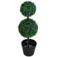 Outsunny 2 Ball Topiary Tree in Pot for Home Decor, Artificial Plant for Home Office, Living Room Decor, Dark Green | The Comfy Couch Canada