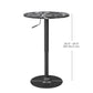 HOMCOM Adjustable Bar Table for 2, Round Pub Table with Steel Base for Home Bar, Small Dining Room, Black Marble | The Comfy Couch Canada