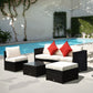Outsunny 6pcs Deluxe Rattan Wicker Sofa Outdoor Sectional Couch Garden Patio Furniture Set Coffee Cushion | The Comfy Couch Canada