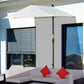 Outsunny Half Patio Umbrella 6.6x6ft with Double-Sided Canopy, Crank Handle, Base - Ideal for Garden, Balcony in Cream.