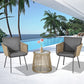 Outsunny Wicker Rattan 3 PCS Bistro Set Webbed Patio Furniture Conversation Chairs Coffee Table Metal Legs Garden Backyard Deck | The Comfy Couch Canada