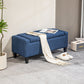 HOMCOM Storage Ottoman Bench, Linen Upholstered Bench with Tufted Design, Dark Blue | The Comfy Couch Canada