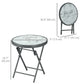 Outsunny 18" Outdoor Round Folding Table, Garden Side Table with Tempered Glass Top for Camping, Party, Weddings, White | The Comfy Couch Canada