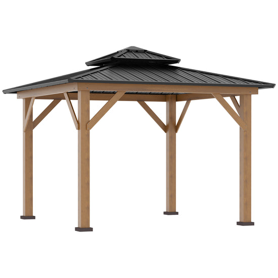 Outsunny 11 x 11ft Outdoor Canopy ,Hard Top Gazebo with Galvanized Frame & Double Vented Roof for Garden & Patio | The Comfy Couch Canada