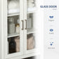 kleankin Tall Bathroom Linen Tower: 3-Tier Shelving, Glass Door & Freestanding Design with Adjustable Interior, White Elegant Unit | The Comfy Couch Canada