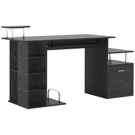 HOMCOM Wooden Computer Desk - Black Laptop Workstation with Storage Shelf and Drawer for Home Office | The Comfy Couch Canada