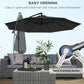 Outsunny 9.7ft Offset Patio Umbrella Garden Hanging Parasol Banana Cantilever Umbrella with Base, Crank, Black | The Comfy Couch Canada