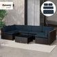 Outsunny Outdoor 14pc Patio Rattan Sofa Set Cushion Polyester Cover Replacement Set - No Cushion Included Blue | The Comfy Couch Canada