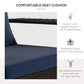 Outsunny Patio Wicker Adirondack Chair, Outdoor Rattan Muskoka Chair with Cushions for Patio, Garden, Backyard Dark Blue | The Comfy Couch Canada