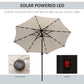 Outsunny 9ft Solar LED Patio Umbrella: Cream Outdoor Tilt Canopy with 24 Lights for Nighttime Ambiance | The Comfy Couch Canada