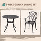 Outsunny 5 Pieces Outdoor Dining Set, Cast Aluminium Patio Table and Chairs with Parasol Hole, Patio Dining Set for 4, Brown | The Comfy Couch Canada