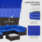 Outsunny 7-Piece Outdoor Sofa Set, Patio Wicker Sectional Sofa with Tempered Glass Coffee Table & Cushions | The Comfy Couch Canada