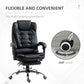 HOMCOM PU Leather High Back Executive Office Chair Swivel Recliner with Retractable Footrest Padded Armrests Black | The Comfy Couch Canada