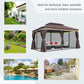 Outsunny Aluminum Frame Gazebo Canopy 10x13ft Double Tier Garden Shelter with Netting Curtains Coffee | The Comfy Couch Canada