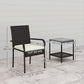Outsunny 3 Piece Wicker Patio Furniture Set with Stackable Chairs, Washable Cushion, Tempered Glass Top, for Backyard, Brown | The Comfy Couch Canada