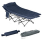 Outsunny Folding Camping Cot for Adults with Mattress Pillow Double Layer Oxford Heavy Duty Sleeping Cot Carry Bag Blue | The Comfy Couch Canada