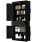 HOMCOM 72" Kitchen Storage Cabinet, Farmhouse Kitchen Pantry Cabinet with 4 Barn Doors, Drawer, Adjustable Shelves, Black | The Comfy Couch Canada