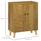 HOMCOM Natural Wood Storage Cabinet: Shelf Cupboard with Wood Legs for Living Room, Bathroom & Versatile Organization.
