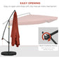 Wine Red Cantilever Patio Umbrella by Outsunny with Adjustable Canopy Angle, Net, Cross Base & Weight Plates, 8 Ribs | The Comfy Couch Canada