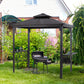Outsunny Hardtop Grill Gazebo Outdoor BBQ Canopy with Utensil Hooks Double Vented Roof Coffee | The Comfy Couch Canada