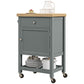 HOMCOM Kitchen Cart on Wheels, Rolling Kitchen Island Cart with Wood Top, Towel Rack, Drawer and Shelf for Dining Area, Grey | The Comfy Couch Canada