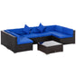 Outsunny 7-Piece Outdoor Sofa Set, Patio Wicker Sectional Sofa with Tempered Glass Coffee Table & Cushions | The Comfy Couch Canada