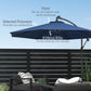 Outsunny 10ft Cantilever Hanging Offset Patio Umbrella Solar LED Lights Crank Cross Base Aluminum Blue | The Comfy Couch Canada