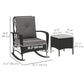 Outsunny 3 Pieces Rattan Bistro Set, Wicker Patio Furniture with Rocking Chairs, Thick Cushions for Porch Balcony, Grey | The Comfy Couch Canada