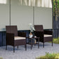 Outsunny Wicker Bistro Set, 3 Piece Patio Furniture Set with 2-Tier Glass Top Table, Cushions for Balcony, Porch, Beige | The Comfy Couch Canada